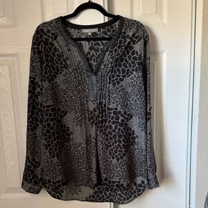 Daniel Rainn Black and Gray Animal Print Blouse XL